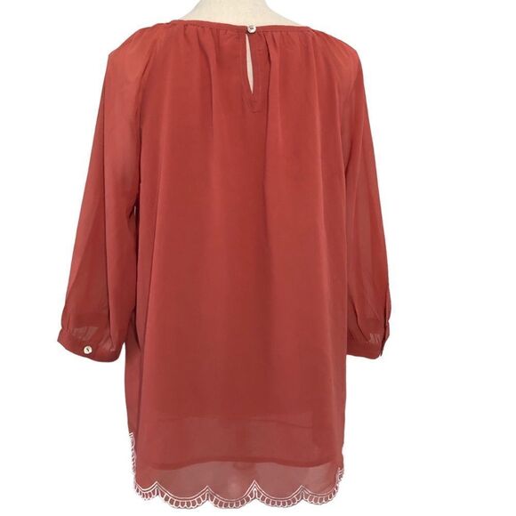 Soft Surroundings Embroidered Peasant Top - Color Brick Size Medium - Picture 4 of 12